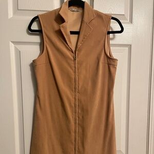 90's Vintage Aristy Authentic Clothing Sleeveless Zip Suede Midi Dress